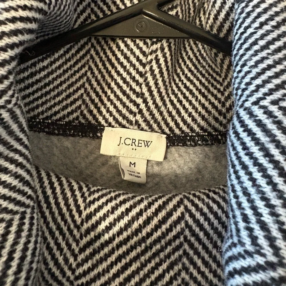 J. Crew Funnelneck Black Herringbone Pullover Sweater Women’s size Medium